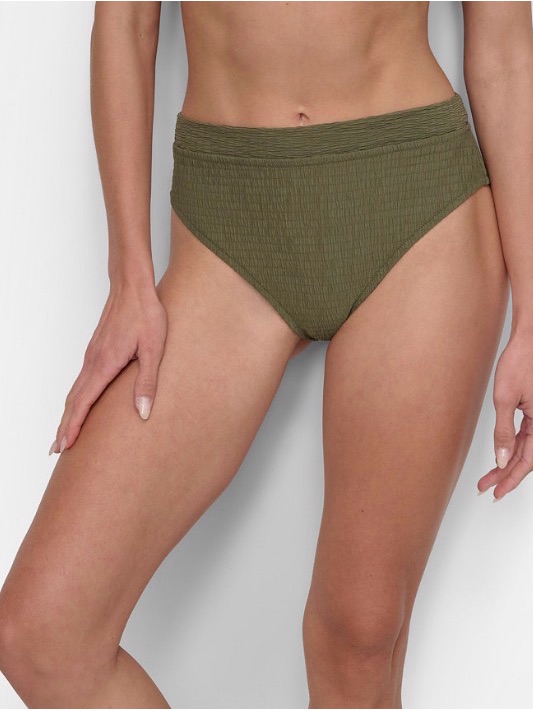Dkny Women’s High-Waist Bikini Bottoms - Moss Texture Size M